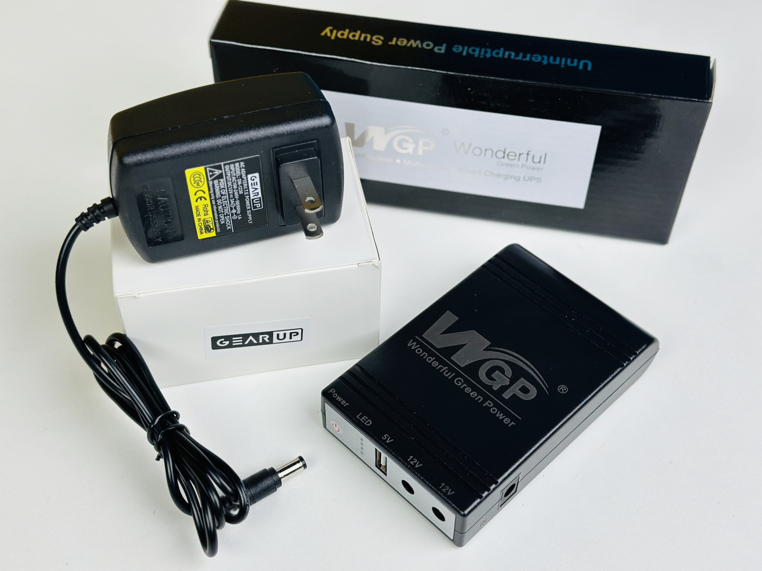 2024 NEW Model! WGP mini UPS 5/9/12V (10400mAh) + GearUP 12V/3A Adapter
